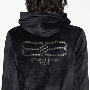 Balenciaga Crystal embellished velvet zip-up hoodie