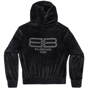 Balenciaga Crystal embellished velvet zip-up hoodie