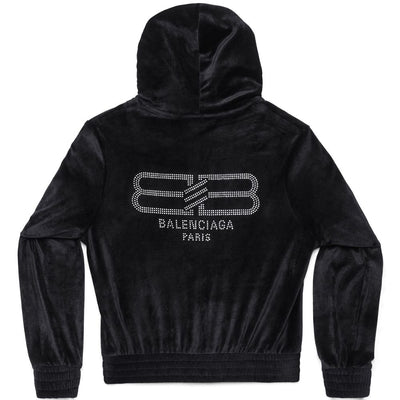 Balenciaga Crystal embellished velvet zip-up hoodie