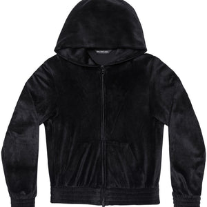 Balenciaga Crystal embellished velvet zip-up hoodie