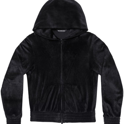 Balenciaga Crystal embellished velvet zip-up hoodie