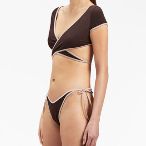 Palm Angels Cap-sleeves bikini top