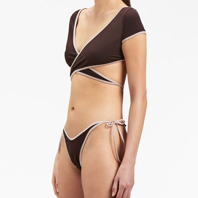 Palm Angels Cap-sleeves bikini top