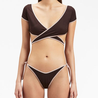 Palm Angels Cap-sleeves bikini top