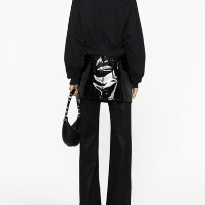 Off White Printed Crop Sweatshirt