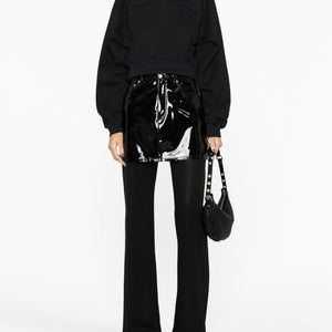 Off White Printed Crop Sweatshirt