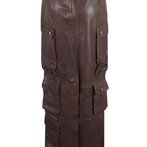 Fermas.Club Leather cargo long skirt