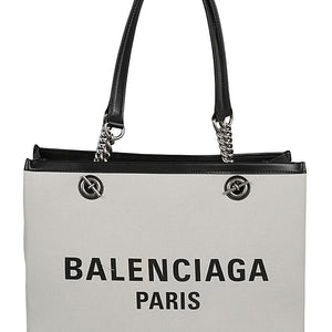 Balenciaga logo print canvas tote bag