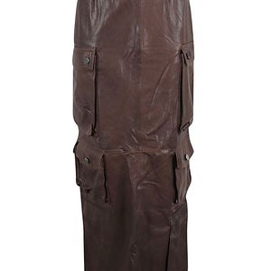 Fermas.Club Leather cargo long skirt