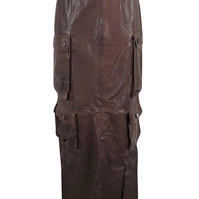 Fermas.Club Leather cargo long skirt
