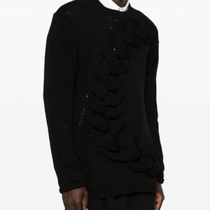 Homme Plus Cable-knit crewneck sweater