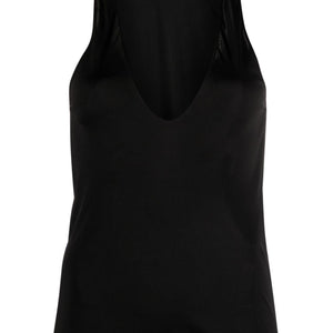 Saint Laurent plunging satin tank top