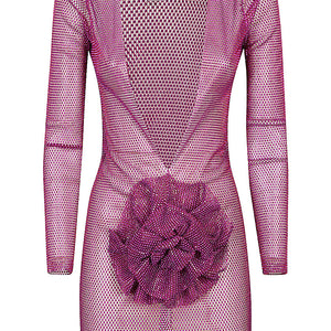 Santa Brand Flower-applique mini dress