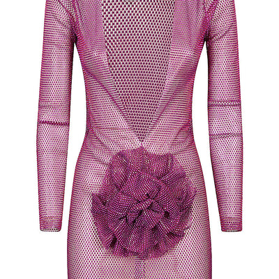 Santa Brand Flower-applique mini dress