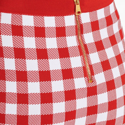 Balmain Gingham fine-knit miniskirt