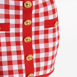 Balmain Gingham fine-knit miniskirt