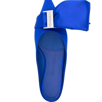 Ferragamo asymmetric-bow Satin Mules