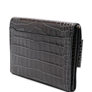 Boyy Buckle travel case croco embossed leather clutch bag