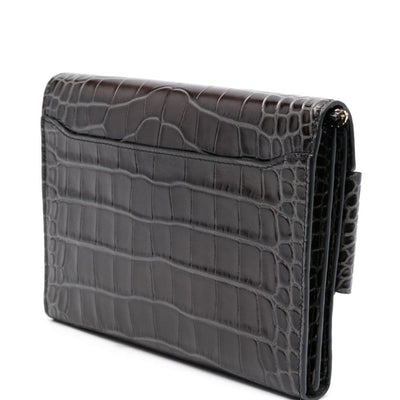 Boyy Buckle travel case croco embossed leather clutch bag