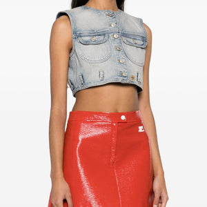 Courreges Pre Denim cropped vest