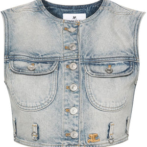 Courreges Pre Denim cropped vest