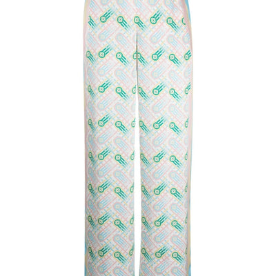 Casablanca Printed silk straight leg trousers