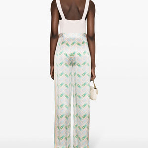 Casablanca Printed silk straight leg trousers