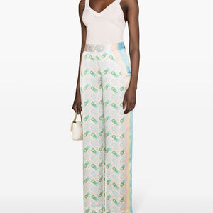 Casablanca Printed silk straight leg trousers