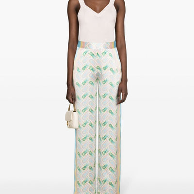 Casablanca Printed silk straight leg trousers