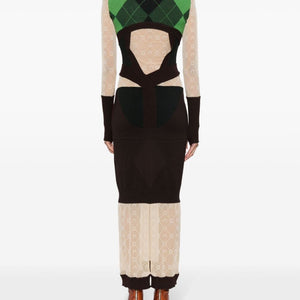 Marine Serre Regenerated lozenge-knit midi dress