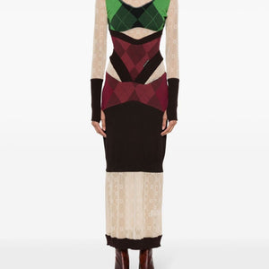 Marine Serre Regenerated lozenge-knit midi dress