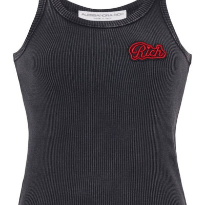 Alessandra Rich Logo ribbed cotton tank top