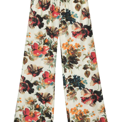 Alberto Biani Printed silk wide-leg trousers