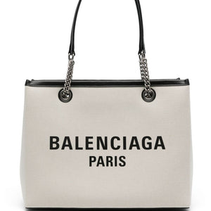 Balenciaga Logo Print Canvas Tote Bag