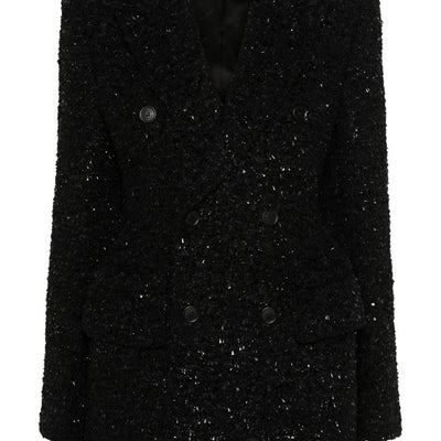 Balenciaga Hourglass tweed-texture padded-shoulder wool-blend blazer