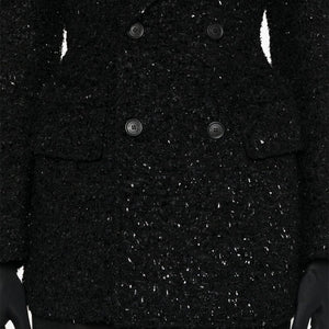 Balenciaga Hourglass tweed-texture padded-shoulder wool-blend blazer