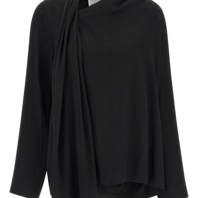 Nude Draped Panel Blouse