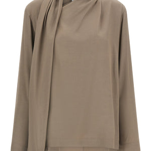 Nude Draped Panel Blouse