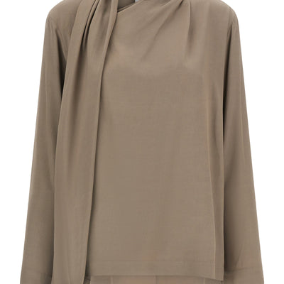 Nude Draped Panel Blouse