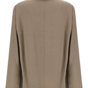 Nude Draped Panel Blouse