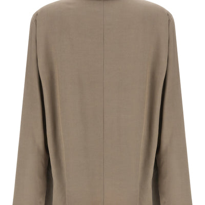 Nude Draped Panel Blouse
