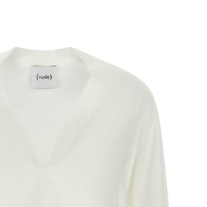 Nude V-neck Blouse