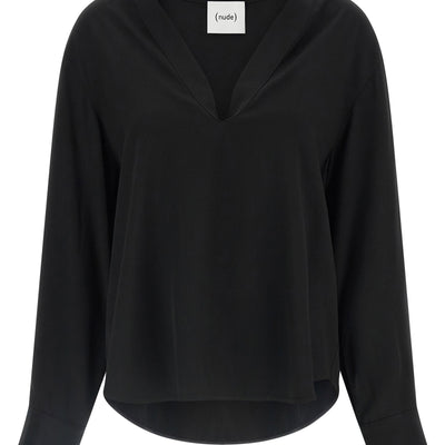 Nude V-neck Blouse