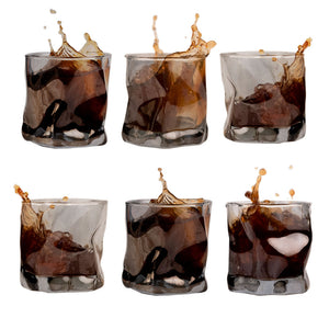 Black Twisted Fold Whiskey Glass - Set of 6