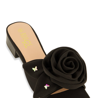 Butterfly Rose Band Low Heel Sandals