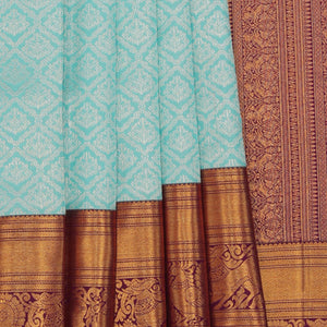 Kanchipattu Aqua-Blue Saree
