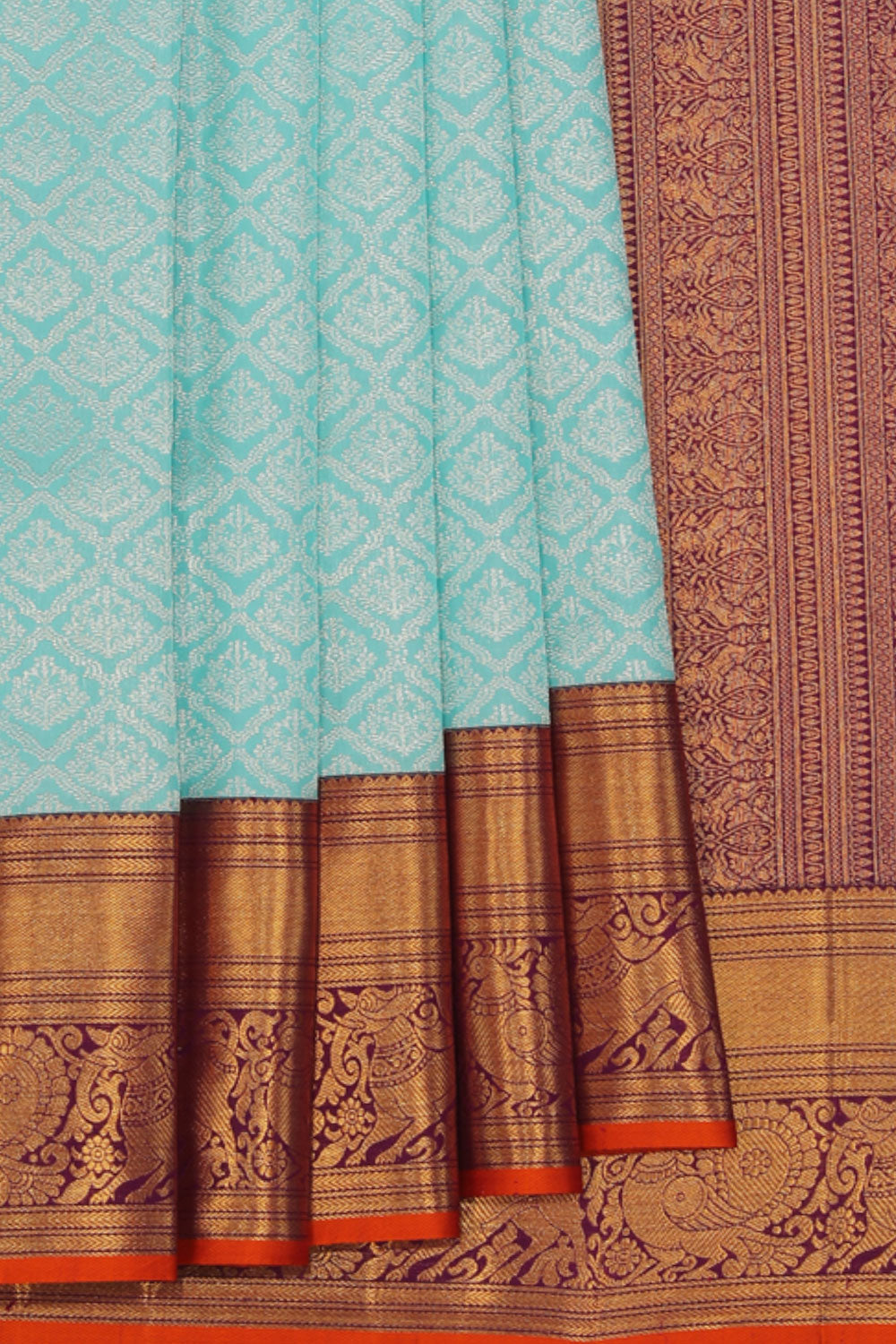 Kanchipattu Aqua-Blue Saree