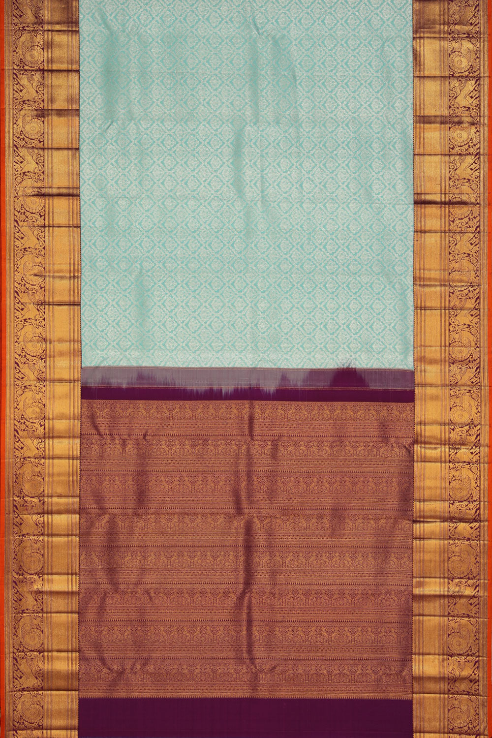 Kanchipattu Aqua-Blue Saree