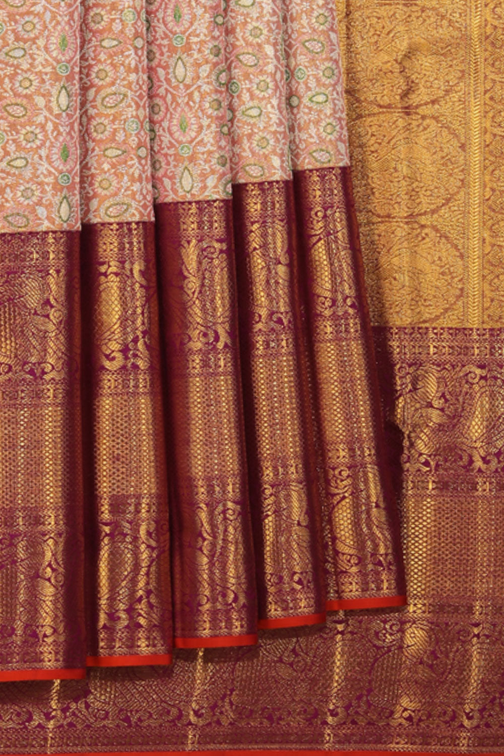 Kanchipattu An Ethereal Gold-Peach Saree