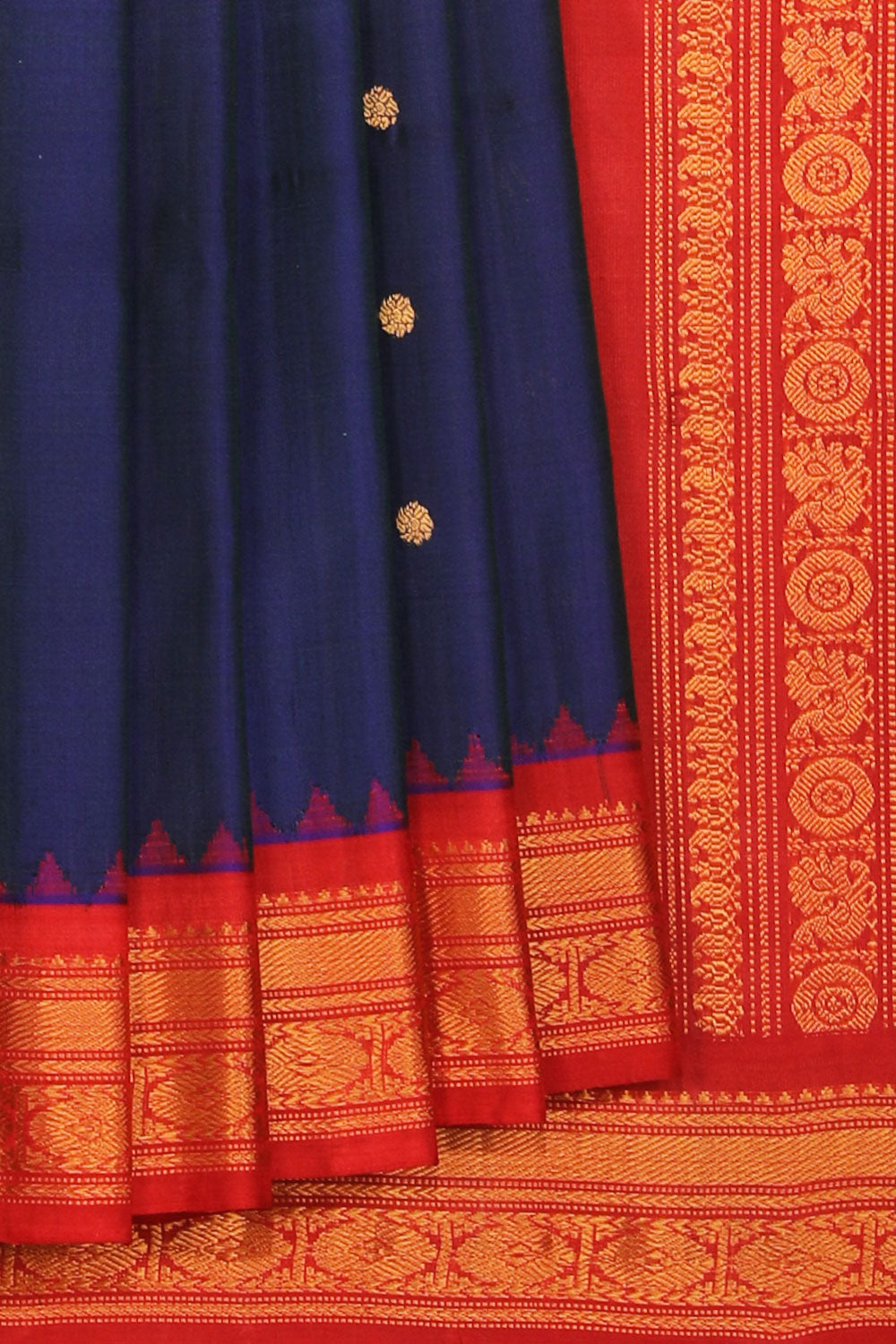 Gadwal Silk Navy Blue Saree
